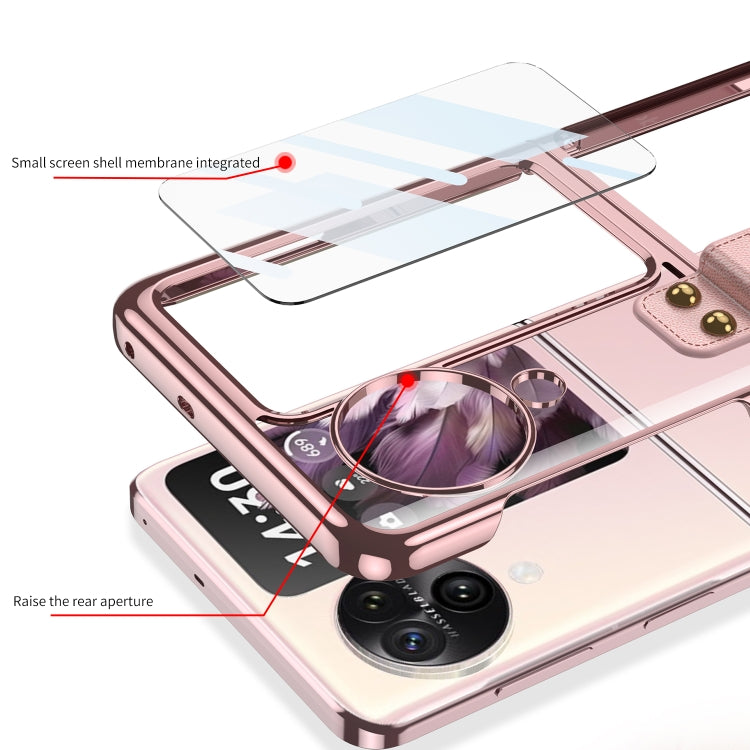 For OPPO Find N3 Flip GKK Electroplating Phone Case with Ring(Pink) - Find N3 Flip Cases by GKK | Online Shopping South Africa | PMC Jewellery | Buy Now Pay Later Mobicred