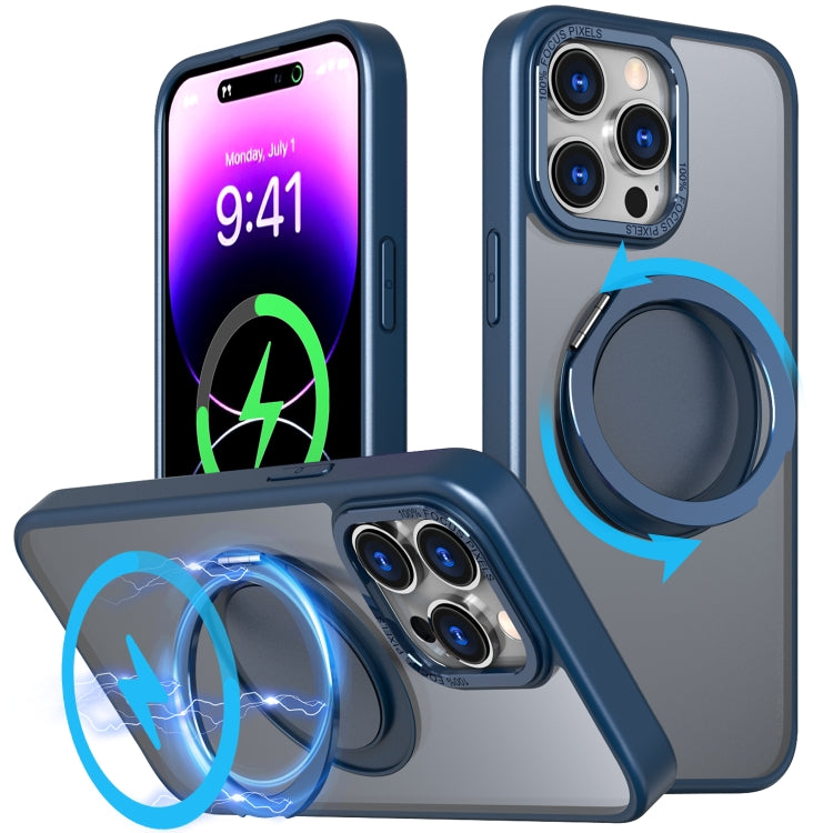 For iPhone 14 Pro 360-degree Rotating MagSafe Magnetic Holder Phone Case(Navy Blue) - free shipping - PMC TechLife - Order now!