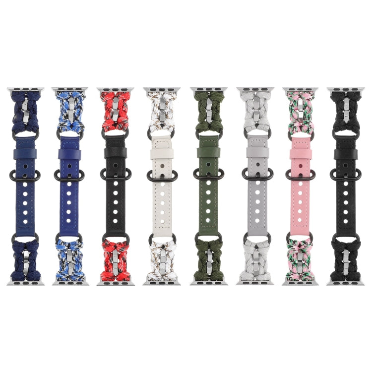 For Apple Watch Series 3 42mm Paracord Genuine Leather Watch Band(Grey) - Watch Bands by PMC TechLife | Online Shopping South Africa | PMC TechLife