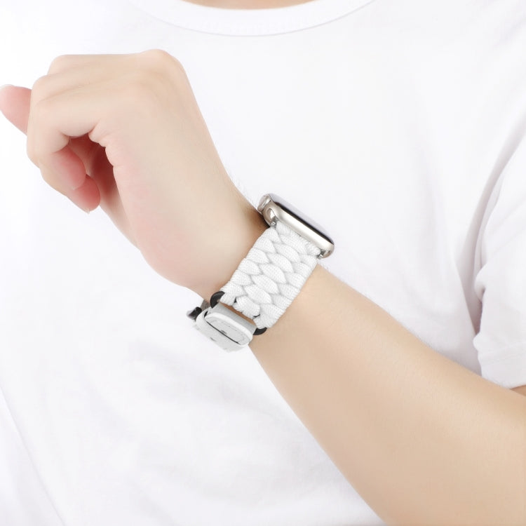 For Apple Watch Series 4 44mm Plain Paracord Genuine Leather Watch Band(White) - free shipping - PMC TechLife - Order now!