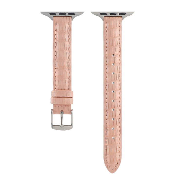 For Apple Watch Series 7 45mm Slim Crocodile Leather Watch Band(Pink) - free shipping - PMC TechLife - Order now!