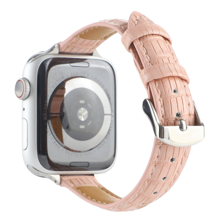 For Apple Watch Series 7 45mm Slim Crocodile Leather Watch Band(Pink) - free shipping - PMC TechLife - Order now!