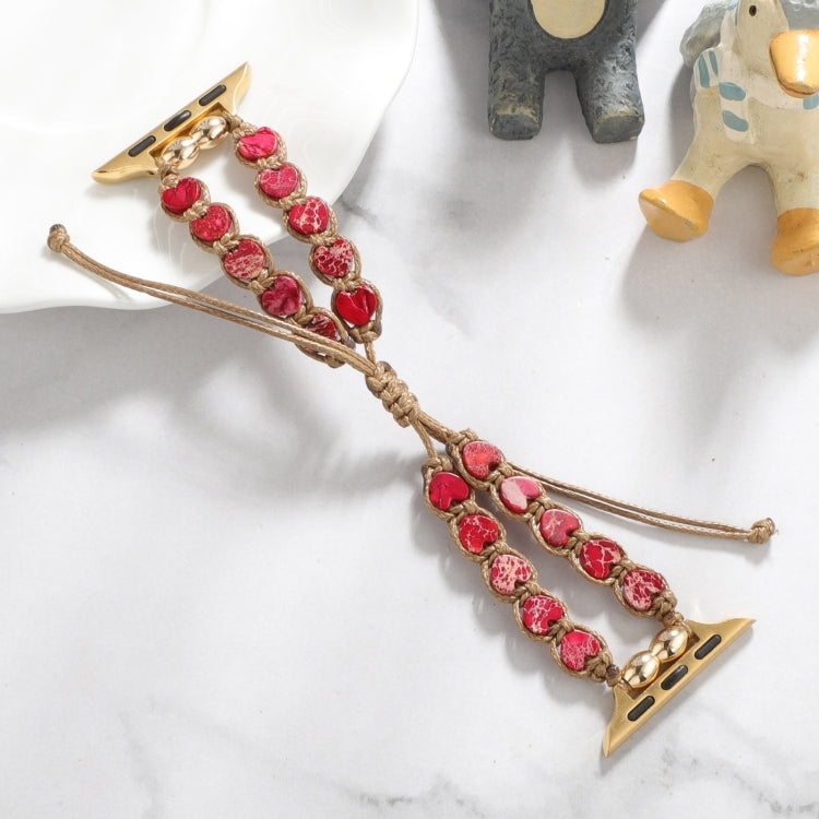 For Apple Watch 42mm Heart Stones Drawstring Chain Watch Band(Red) - free shipping - PMC TechLife - Order now!