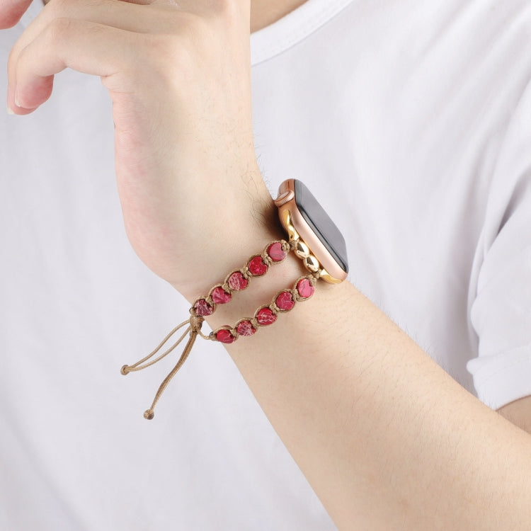 For Apple Watch 42mm Heart Stones Drawstring Chain Watch Band(Red) - free shipping - PMC TechLife - Order now!