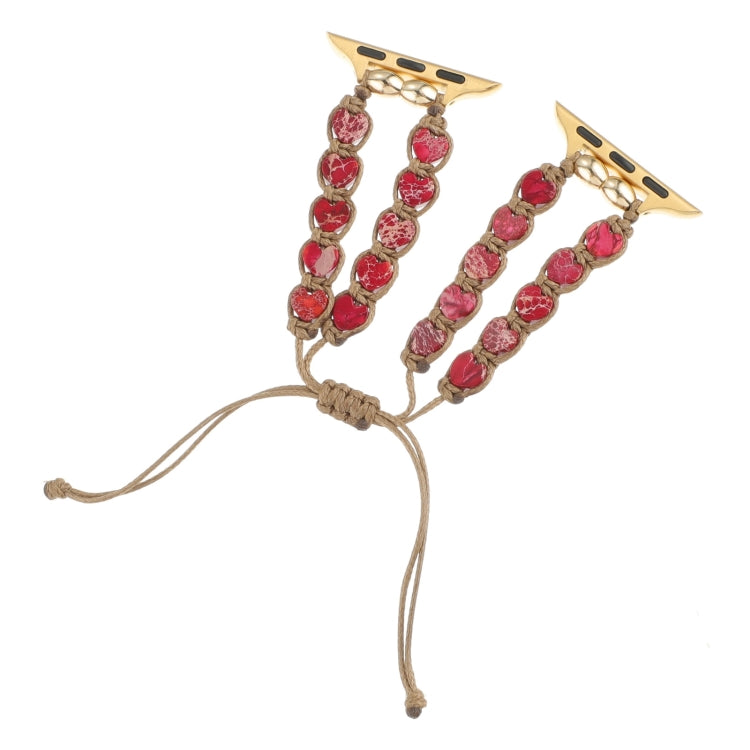 For Apple Watch 42mm Heart Stones Drawstring Chain Watch Band(Red) - free shipping - PMC TechLife - Order now!