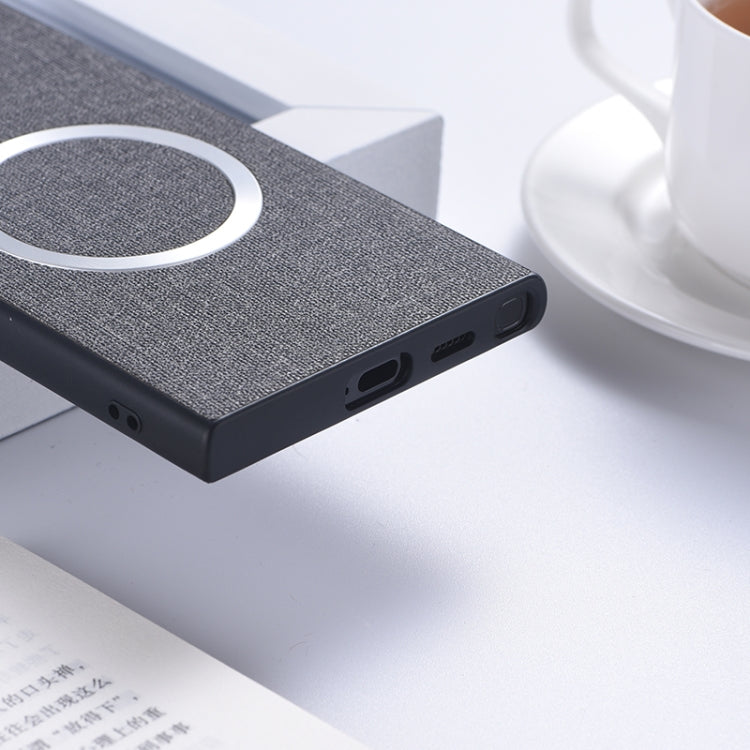 For Samsung Galaxy S24 Ultra 5G Magsafe Magnetic Ring Cloth Texture Phone Case(Black) - free shipping - PMC TechLife - Order now!