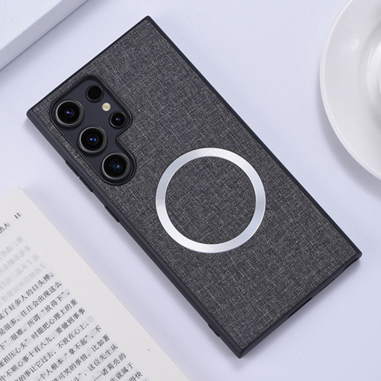 For Samsung Galaxy S24 Ultra 5G Magsafe Magnetic Ring Cloth Texture Phone Case(Grey) - Galaxy S24 Ultra 5G Cases by PMC TechLife | Online Shopping South Africa | PMC TechLife