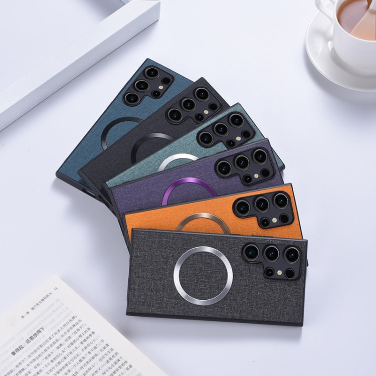 For Samsung Galaxy S24 Ultra 5G Magsafe Magnetic Ring Cloth Texture Phone Case(Blue) - Galaxy S24 Ultra 5G Cases by PMC TechLife | Online Shopping South Africa | PMC TechLife