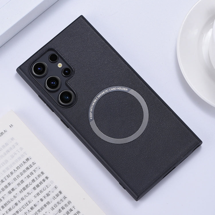 For Samsung Galaxy S24 Ultra 5G Magsafe Magnetic Ring PU Phone Case(Black) - Galaxy S24 Ultra 5G Cases by PMC TechLife | Online Shopping South Africa | PMC TechLife