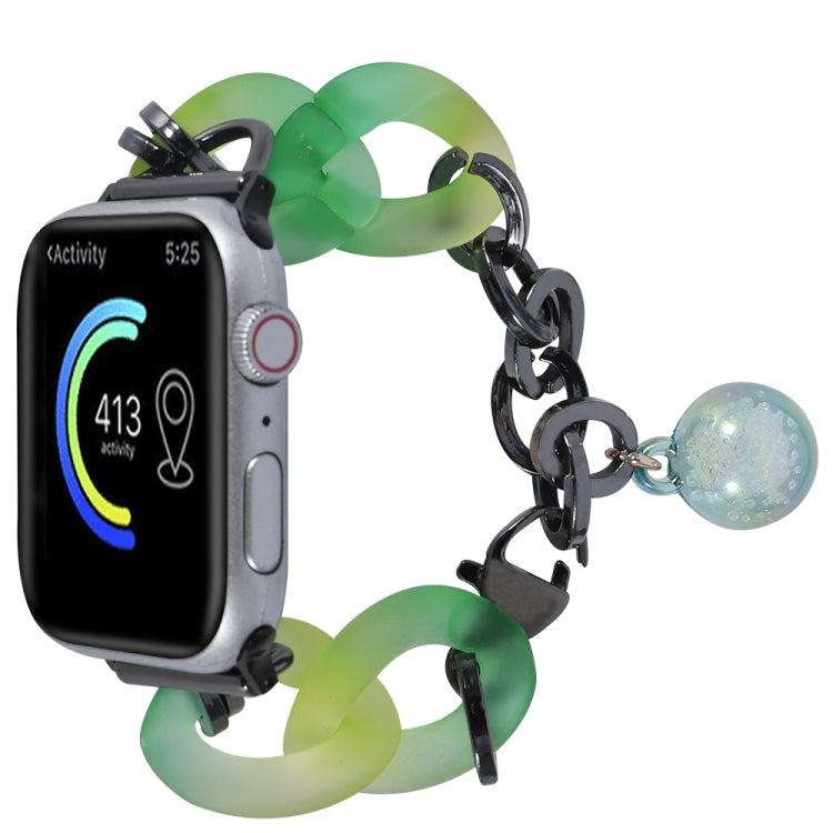 For Apple Watch Series 2 38mm Gradient Resin Chain Watch Band(Green) - Watch Bands by PMC TechLife | Online Shopping South Africa | PMC TechLife | Buy Now Pay Later Mobicred