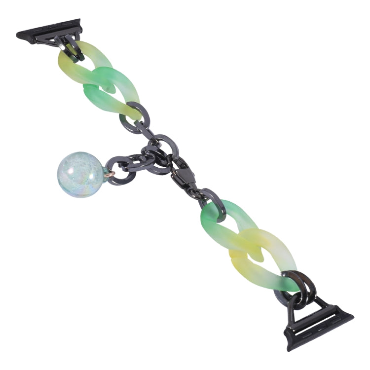 For Apple Watch 42mm Gradient Resin Chain Watch Band(Green) - Watch Bands by PMC TechLife | Online Shopping South Africa | PMC TechLife | Buy Now Pay Later Mobicred