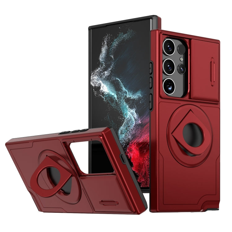 For Samsung Galaxy S23 Ultra 5G Camshield MagSafe Ring Holder Armor Phone Case(Red) - Galaxy S23 Ultra 5G Cases by PMC TechLife | Online Shopping South Africa | PMC TechLife