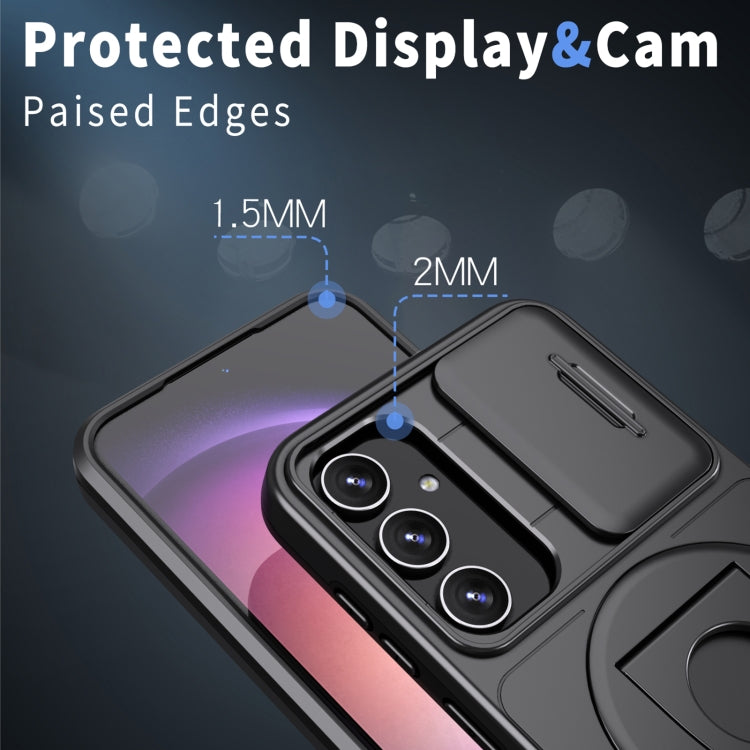 For Samsung Galaxy S23 5G Camshield MagSafe Ring Holder Armor Phone Case(Black) - Galaxy S23 5G Cases by PMC TechLife | Online Shopping South Africa | PMC TechLife | Buy Now Pay Later Mobicred