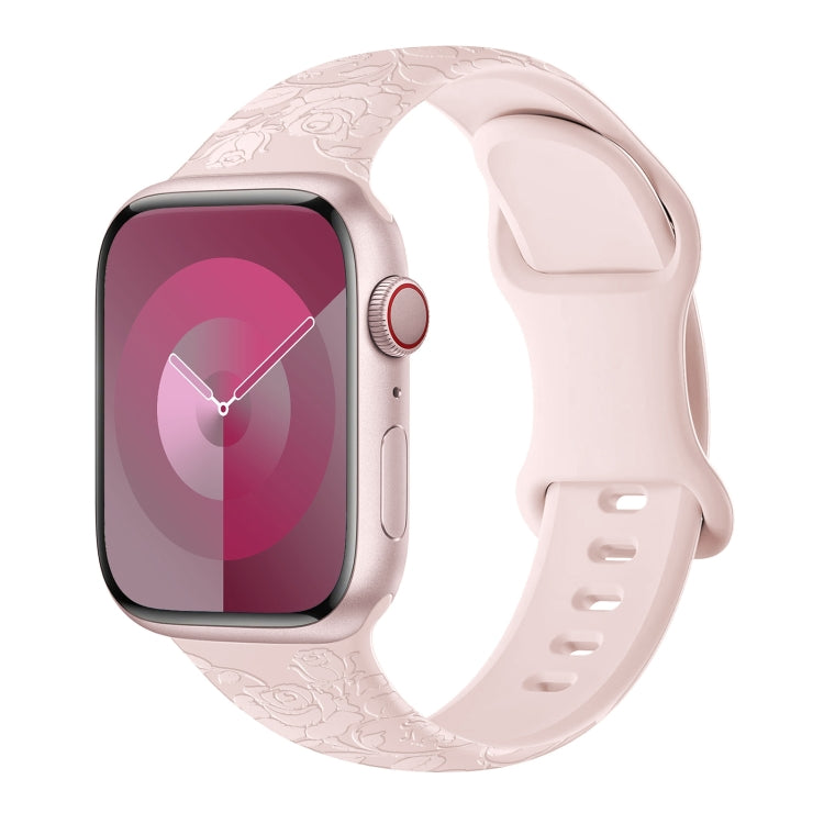 For Apple Watch Series 5 40mm Rose Embossed Silicone Watch Band(Pink) - Watch Bands by PMC TechLife | Online Shopping South Africa | PMC TechLife