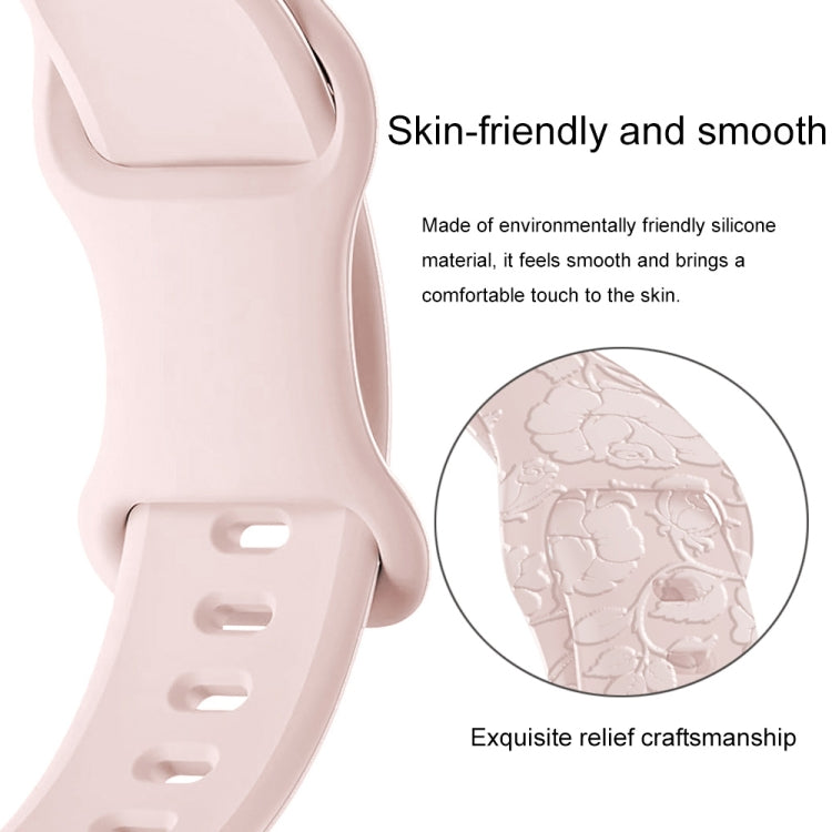 For Apple Watch Ultra 49mm Rose Embossed Silicone Watch Band(Starlight) - Watch Bands by PMC TechLife | Online Shopping South Africa | PMC TechLife