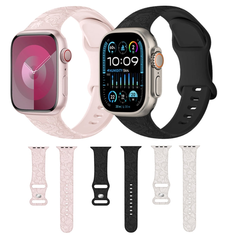 For Apple Watch Series 3 38mm Rose Embossed Silicone Watch Band(Starlight) - Watch Bands by PMC TechLife | Online Shopping South Africa | PMC TechLife