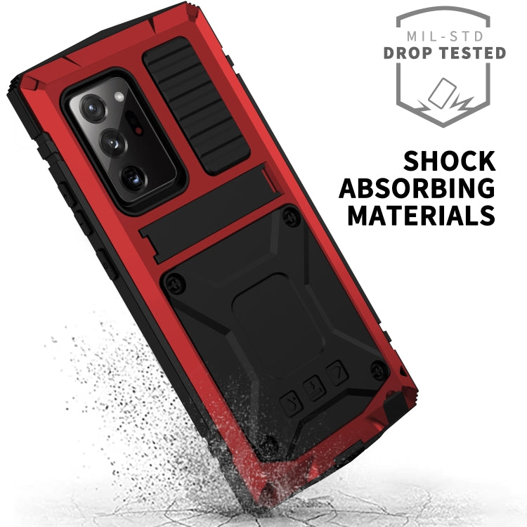 For Samsung Galaxy Note 20 Ultra R-JUST Shockproof Waterproof Dust-proof Metal + Silicone Protective Case with Holder(Red) - Galaxy Note20 Cases by R-JUST | Online Shopping South Africa | PMC Jewellery | Buy Now Pay Later Mobicred