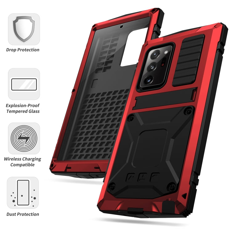 For Samsung Galaxy Note 20 Ultra R-JUST Shockproof Waterproof Dust-proof Metal + Silicone Protective Case with Holder(Red) - Galaxy Note20 Cases by R-JUST | Online Shopping South Africa | PMC Jewellery | Buy Now Pay Later Mobicred