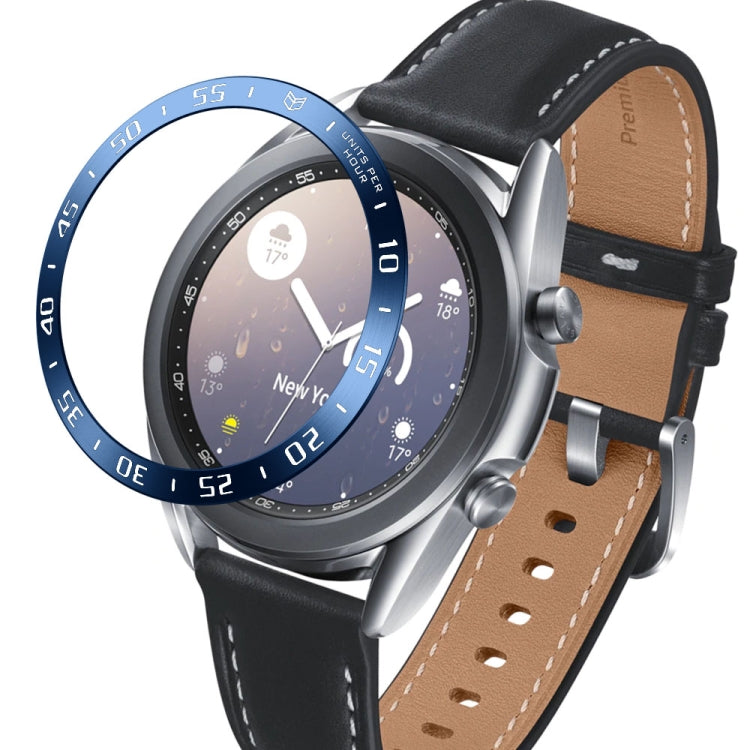 For Samsung Galaxy Watch 3 41mm Smart Watch Steel Bezel Ring, A Version(Blue Ring White Letter) - Watch Cases by ENKAY | Online Shopping South Africa | PMC Jewellery | Buy Now Pay Later Mobicred