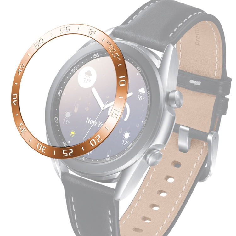 For Samsung Galaxy Watch 3 41mm Smart Watch Steel Bezel Ring, A Version(Rose Gold Ring White Letter) - Watch Cases by ENKAY | Online Shopping South Africa | PMC Jewellery | Buy Now Pay Later Mobicred