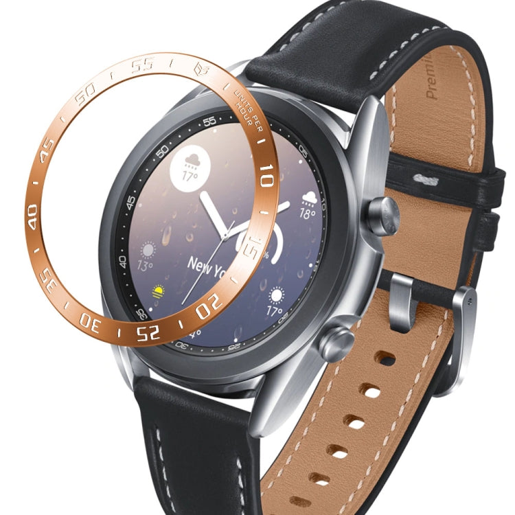 For Samsung Galaxy Watch 3 41mm Smart Watch Steel Bezel Ring, A Version(Rose Gold Ring White Letter) - Watch Cases by ENKAY | Online Shopping South Africa | PMC Jewellery | Buy Now Pay Later Mobicred