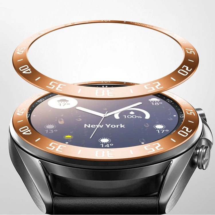 For Samsung Galaxy Watch 3 41mm Smart Watch Steel Bezel Ring, A Version(Rose Gold Ring White Letter) - Watch Cases by ENKAY | Online Shopping South Africa | PMC Jewellery | Buy Now Pay Later Mobicred