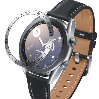 For Samsung Galaxy Watch 3 41mm Smart Watch Steel Bezel Ring, A Version(Silver Ring Black Letter) - Watch Cases by ENKAY | Online Shopping South Africa | PMC Jewellery | Buy Now Pay Later Mobicred