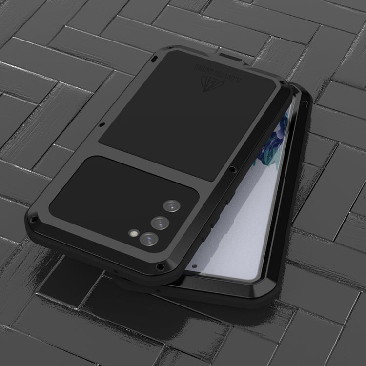 For Samsung Galaxy S20 FE LOVE MEI Metal Shockproof Waterproof Dustproof Protective Case with Glass(Red) - free shipping - PMC TechLife - Order now!
