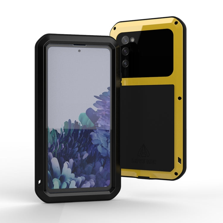 For Samsung Galaxy S20 FE LOVE MEI Metal Shockproof Waterproof Dustproof Protective Case with Glass(Yellow) - Galaxy S20 FE Cases by NILLKIN | Online Shopping South Africa | PMC Jewellery