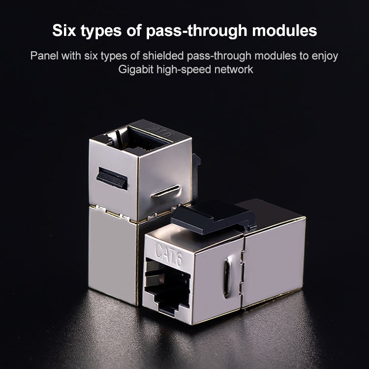 CAT.6 Shielded Pass-through Network Module, Single Port Panel + Shielded Pass-through(White) - Lan Cable and Tools by PMC TechLife | Online Shopping South Africa | PMC TechLife | Buy Now Pay Later Mobicred
