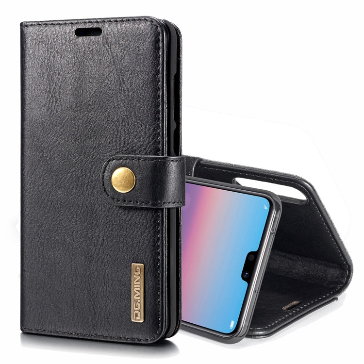 Crazy Horse Texture Flip Detachable Magnetic Leather Case for Huawei P20 Pro, with Holder & Card Slots & Wallet(Black) - Huawei Cases by DG.MING | Online Shopping South Africa | PMC Jewellery | Buy Now Pay Later Mobicred