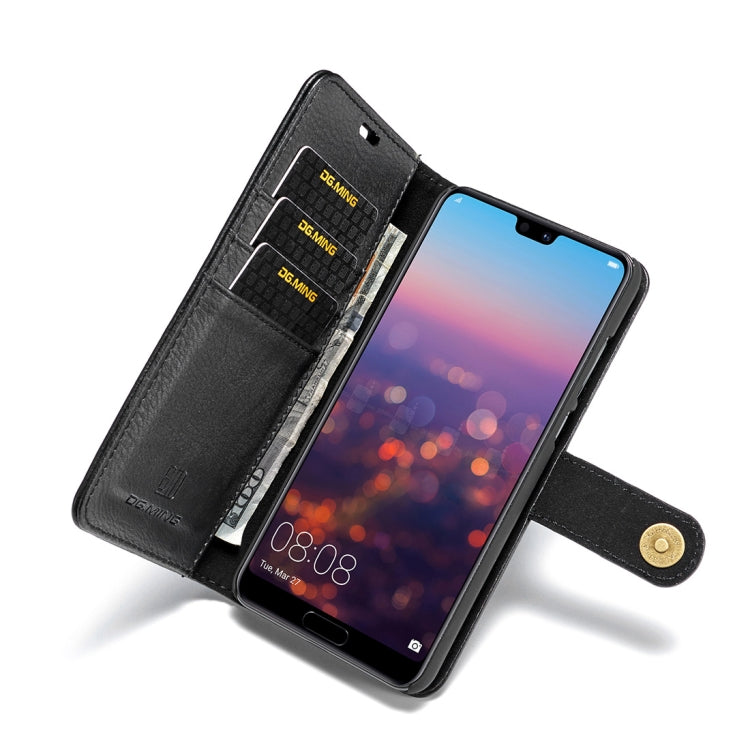 Crazy Horse Texture Flip Detachable Magnetic Leather Case for Huawei P20 Pro, with Holder & Card Slots & Wallet(Black) - Huawei Cases by DG.MING | Online Shopping South Africa | PMC Jewellery | Buy Now Pay Later Mobicred