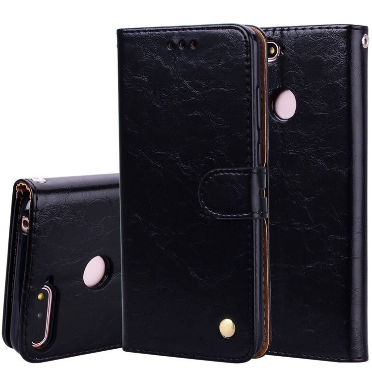 Business Style Oil Wax Texture Horizontal Flip Leather Case for Huawei Honor 7A (with fingerprint hole), with Holder & Card Slots & Wallet(Black) - Honor Cases by PMC Jewellery | Online Shopping South Africa | PMC Jewellery