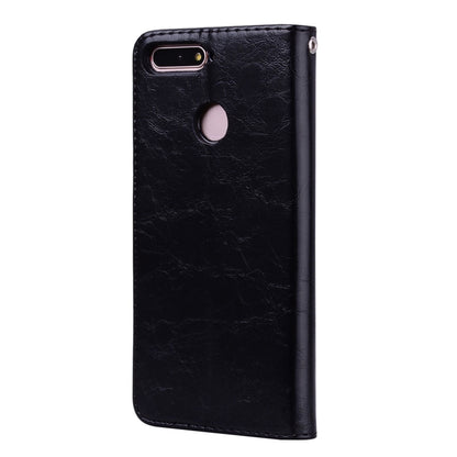 Business Style Oil Wax Texture Horizontal Flip Leather Case for Huawei Honor 7A (with fingerprint hole), with Holder & Card Slots & Wallet(Black) - Honor Cases by PMC Jewellery | Online Shopping South Africa | PMC Jewellery