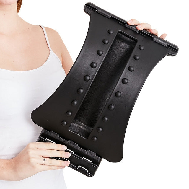 Lumbar Traction Stretching Device Posture Corrector Waist Support Spine Pain Relief Back Massage Stretcher(Black Red) - free shipping - PMC TechLife - Order now!