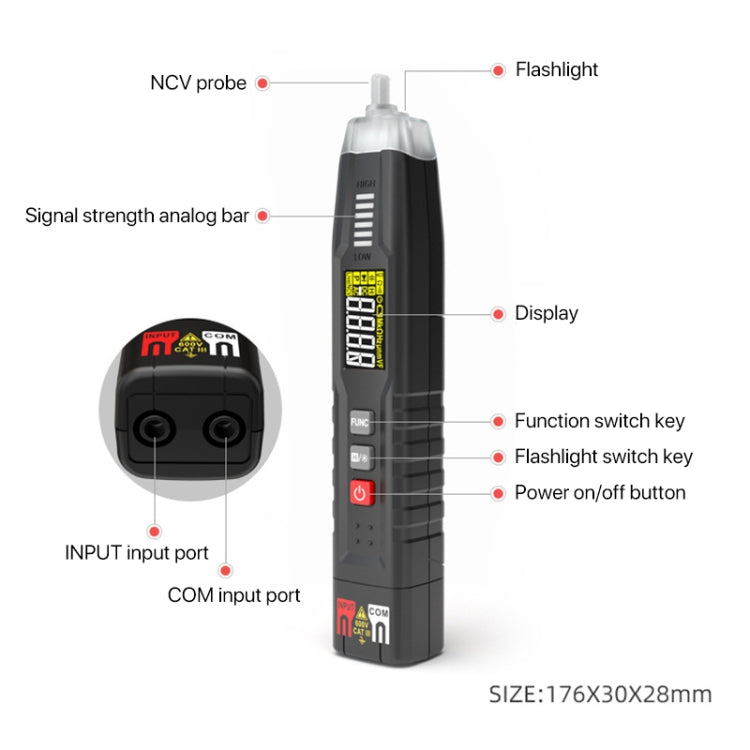 HABOTEST HT122 Multi-function Phase Sequence Digital Multimeter Smart Electricity Test Pen - free shipping - PMC TechLife - Order now!