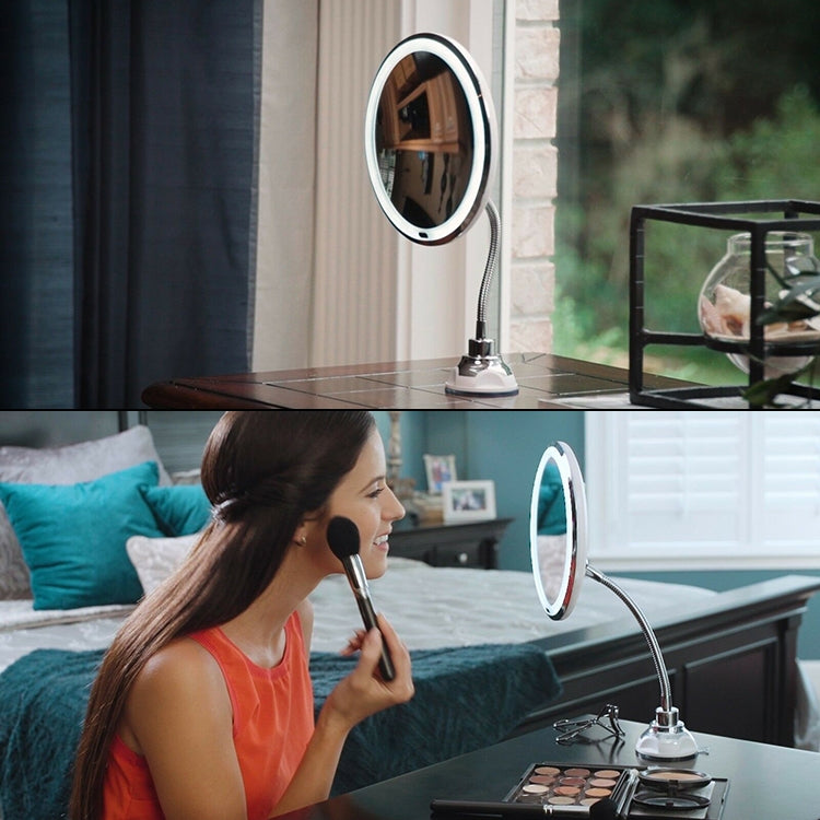 Suction Cup Type LED Lighted Makeup Mirror Flexible Wall Mounted Folding Mirror - Mirror by PMC Jewellery | Online Shopping South Africa | PMC Jewellery