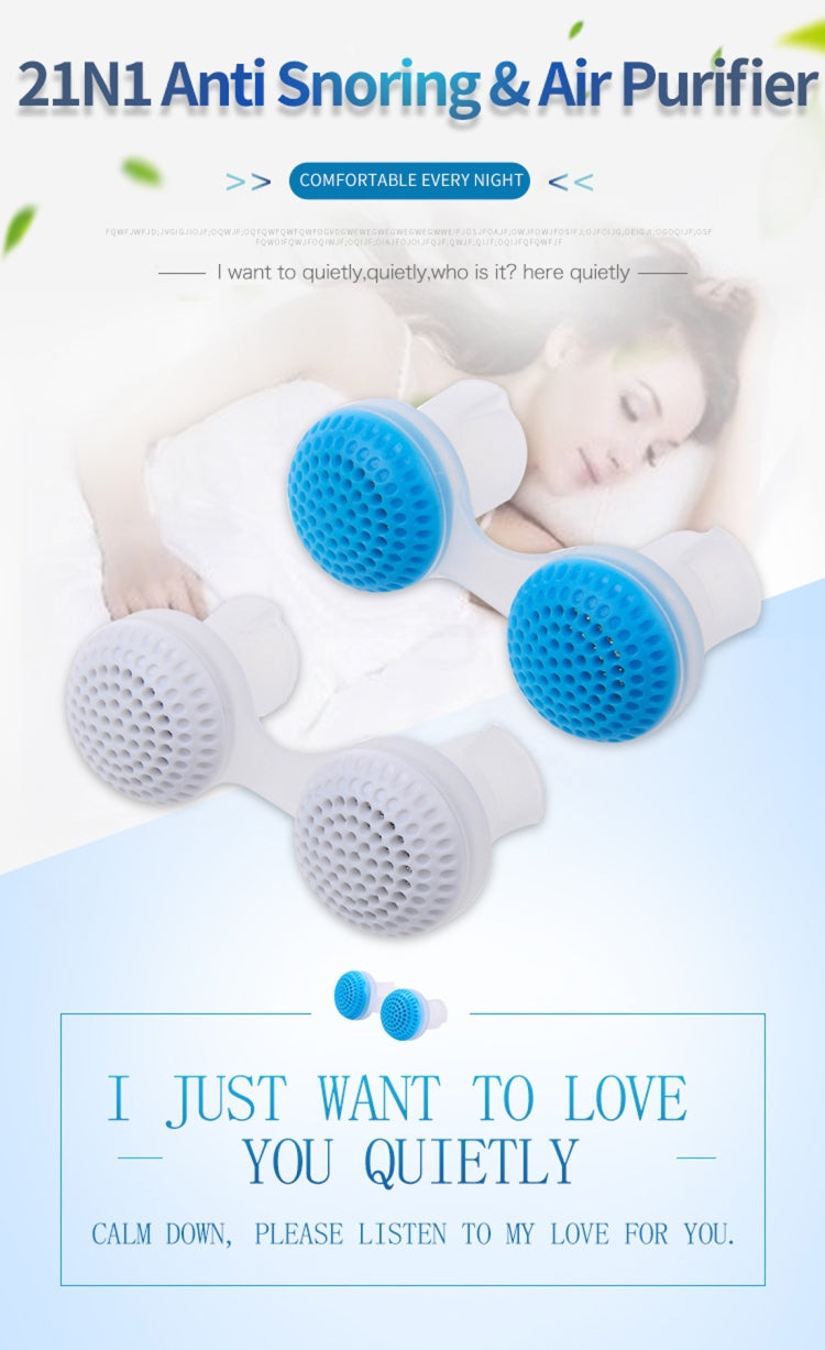 2 PCS 2 in 1 ABS Silicone Anti Snoring Air Purifier(Blue) - Anti Snoring Tools by PMC Jewellery | Online Shopping South Africa | PMC Jewellery