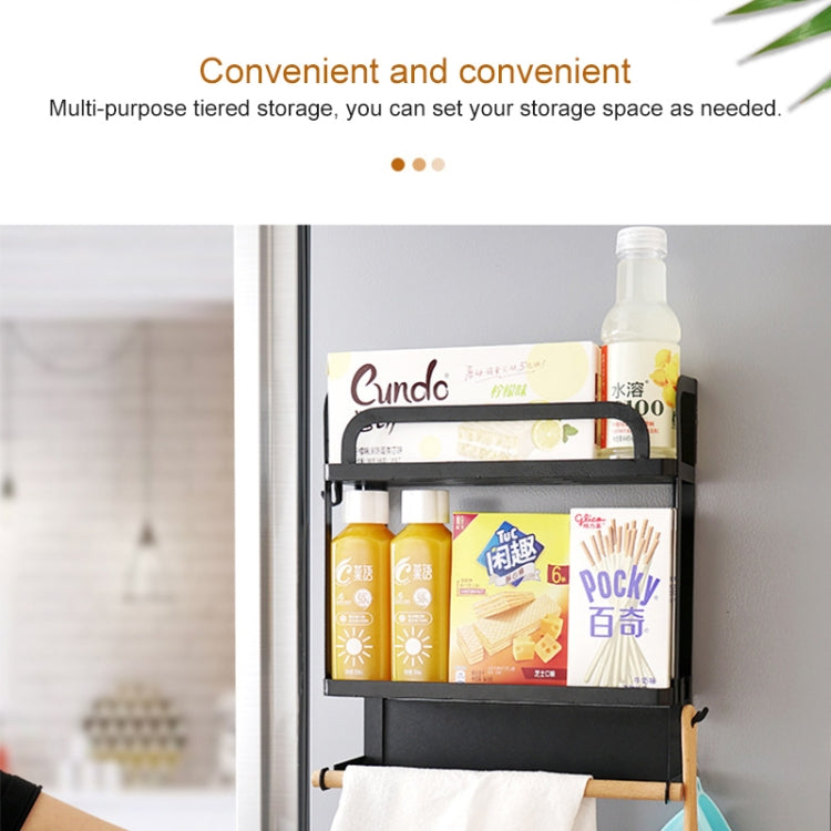 Kitchen Double Layers Magnetic Refrigerator Rack Storage Holder (Black) - Shelf by PMC TechLife | Online Shopping South Africa | PMC TechLife | Buy Now Pay Later Mobicred