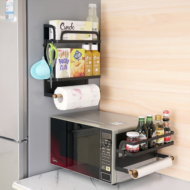 Kitchen Double Layers Magnetic Refrigerator Rack Storage Holder (Black) - Shelf by PMC TechLife | Online Shopping South Africa | PMC TechLife | Buy Now Pay Later Mobicred