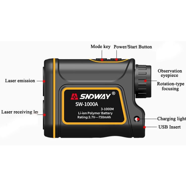 SNDWAY SW1000A Handheld Outdoor Waterproof Telescope Range Finder Distance Measurer, 1000m - Laser Rangefinder by SNDWAY | Online Shopping South Africa | PMC Jewellery | Buy Now Pay Later Mobicred