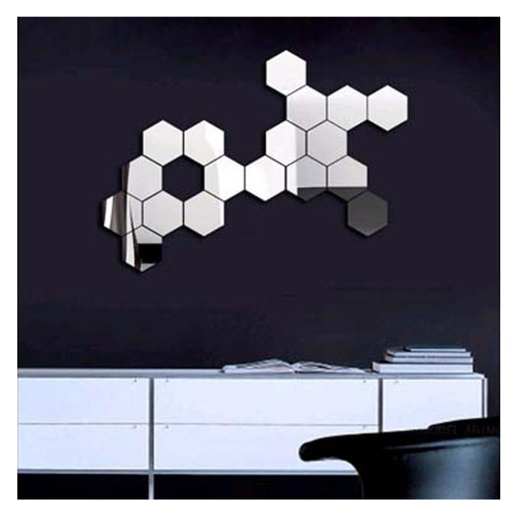 12 PCS 3D Hexagonal Mirror Wall Stickers Set, Size: 10*10cm(Silver) - free shipping - PMC TechLife - Order now!
