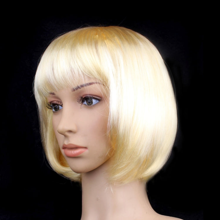 Party Cosplay Headwear Straight Short PET Wigs For Female(Gold) - Wigs by PMC Jewellery | Online Shopping South Africa | PMC Jewellery