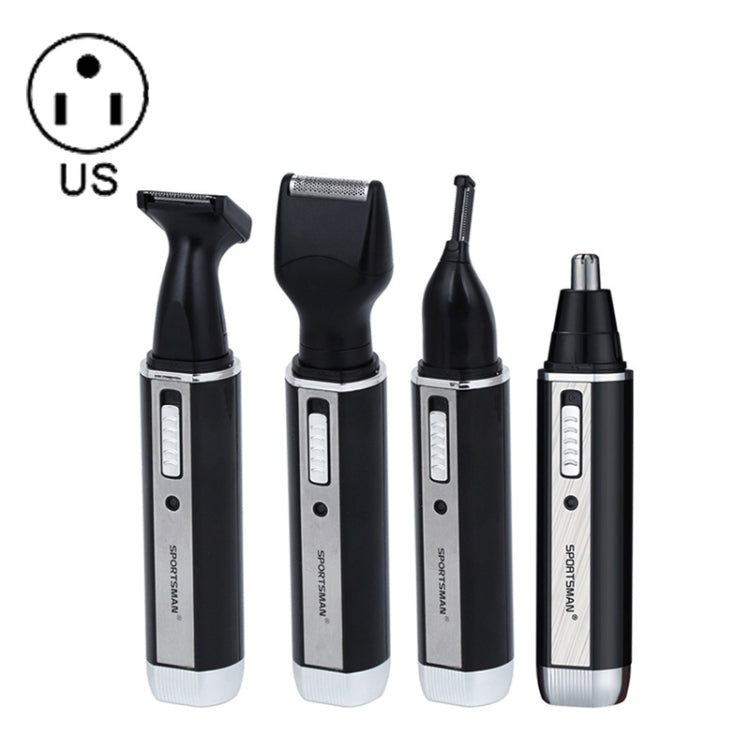 SPORTSMAN Four-in-one Rechargeable Ear Nose Trimmer Electric Shaver Beard Face Eyebrows Hair Trimmer For Men, US Plug(Black, 110V) - Electric Shavers by SPORTSMAN | Online Shopping South Africa | PMC Jewellery