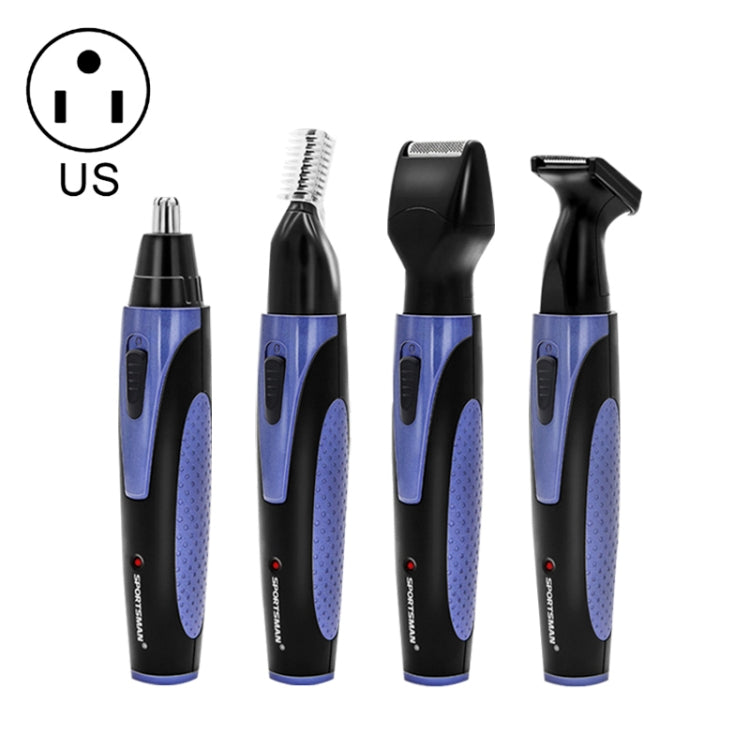 SPORTSMAN Four-in-one Electric Rechargeable Ear Nose Trimmer Beard Face Shaver Eyebrows Hair Trimmer for Men, US Plug(blue 110v) - Electric Shavers by SPORTSMAN | Online Shopping South Africa | PMC Jewellery | Buy Now Pay Later Mobicred