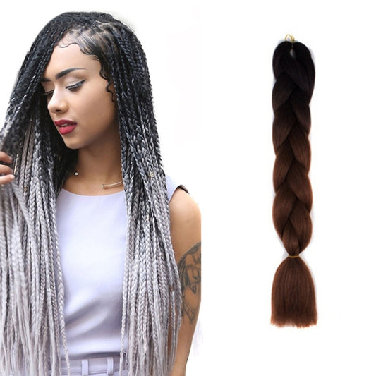 Fashion Color Gradient Individual Braid Wigs Chemical Fiber Big Braids, Length: 60cm(05 Black+Dark Brown) - Wigs by PMC Jewellery | Online Shopping South Africa | PMC Jewellery