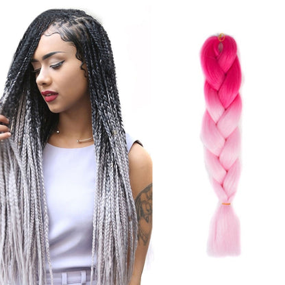 Fashion Color Gradient Individual Braid Wigs Chemical Fiber Big Braids, Length: 60cm(14 Peach Red+Light Pink) - Wigs by PMC Jewellery | Online Shopping South Africa | PMC Jewellery