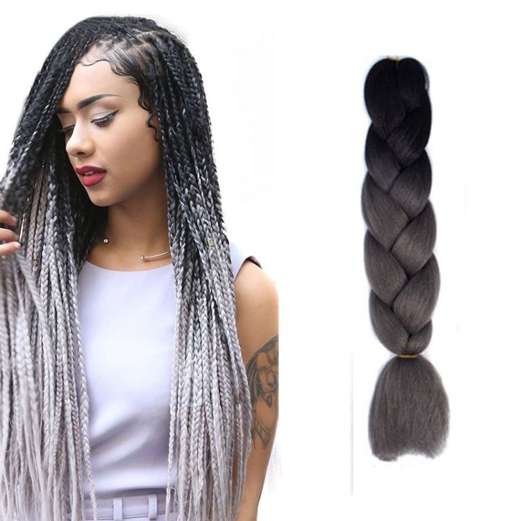 Fashion Color Gradient Individual Braid Wigs Chemical Fiber Big Braids, Length: 60cm(32 Black+Dark Grey) - Wigs by PMC Jewellery | Online Shopping South Africa | PMC Jewellery