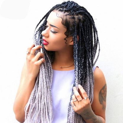 Fashion Color Gradient Individual Braid Wigs Chemical Fiber Big Braids, Length: 60cm(32 Black+Dark Grey) - Wigs by PMC Jewellery | Online Shopping South Africa | PMC Jewellery