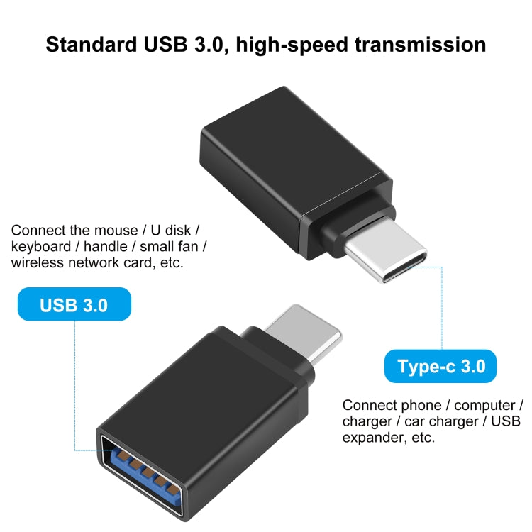 HAWEEL USB-C / Type-C Male to USB 3.0 Female OTG Data Transmission Adapter(Black) - OTG Adapter by PMC Jewellery | Online Shopping South Africa | PMC Jewellery